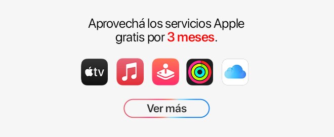 Aprovechá los servicios Apple gratuitamente por 3 meses. Apple TV+, Apple Fitness+, Apple Arcade, Apple Music e iCloud+